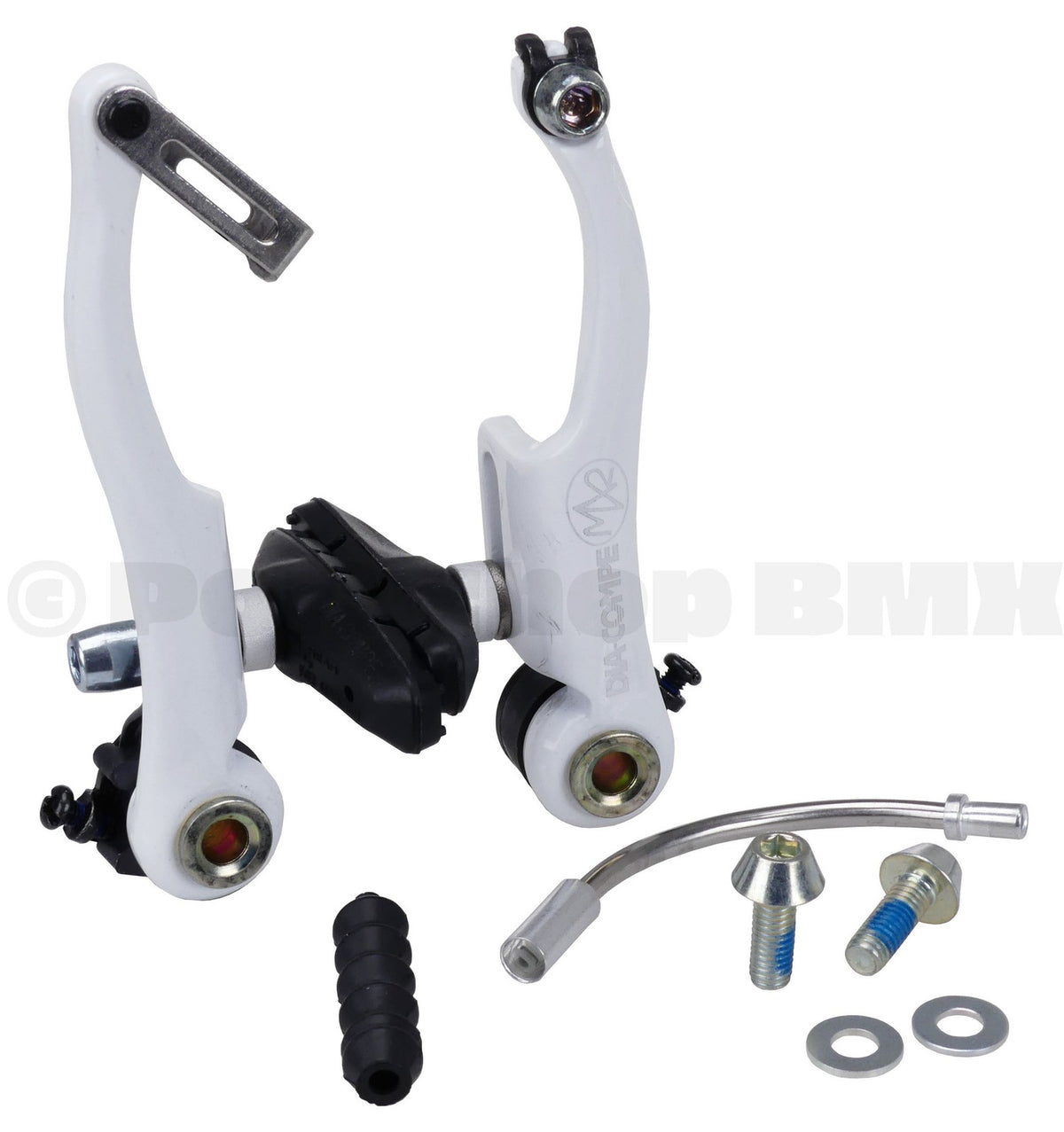 White BMX Bicycle V-Brake Caliper MX2 Model for Mountain and Freestyle Bikes