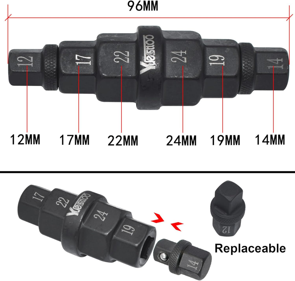 Motorcycle Front Axle Hex Tool 6 Sizes for Easy Wheel Removal & Installation