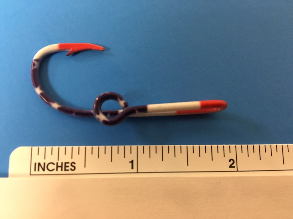USA Flag Fish Hook Hat Pin with Embroidered Patch - Fishing Gift