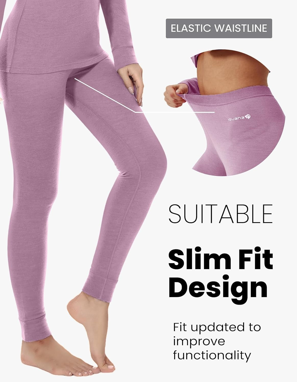 Women's Merino Wool Base Layer Pants - Midweight Thermal Long Johns