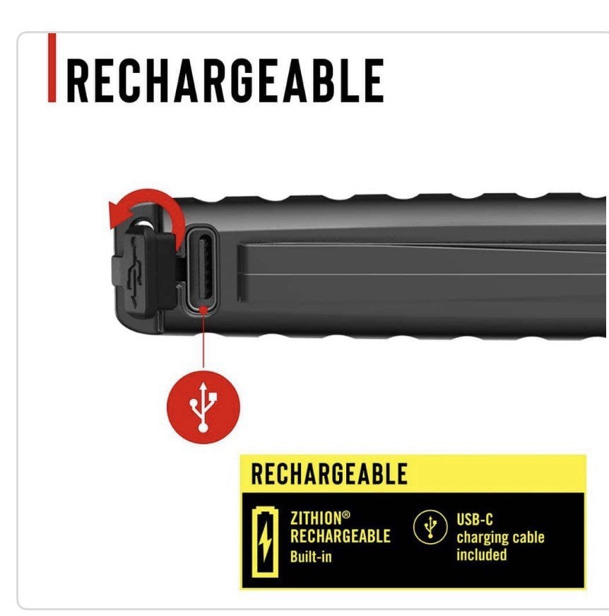 Rechargeable LED Flashlight with Laser Pointer - 225 Lumens, Compact & Durable