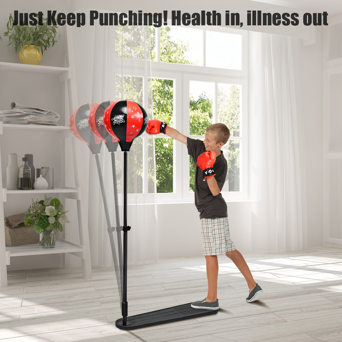 Kids Punching Bag Set with Adjustable Stand & Boxing Gloves - Safe & Fun