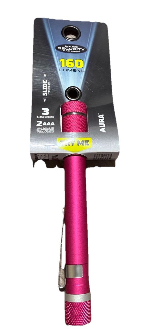 Bright Pink Aluminum LED Flashlight 160 Lumens for Security & Emergency Use