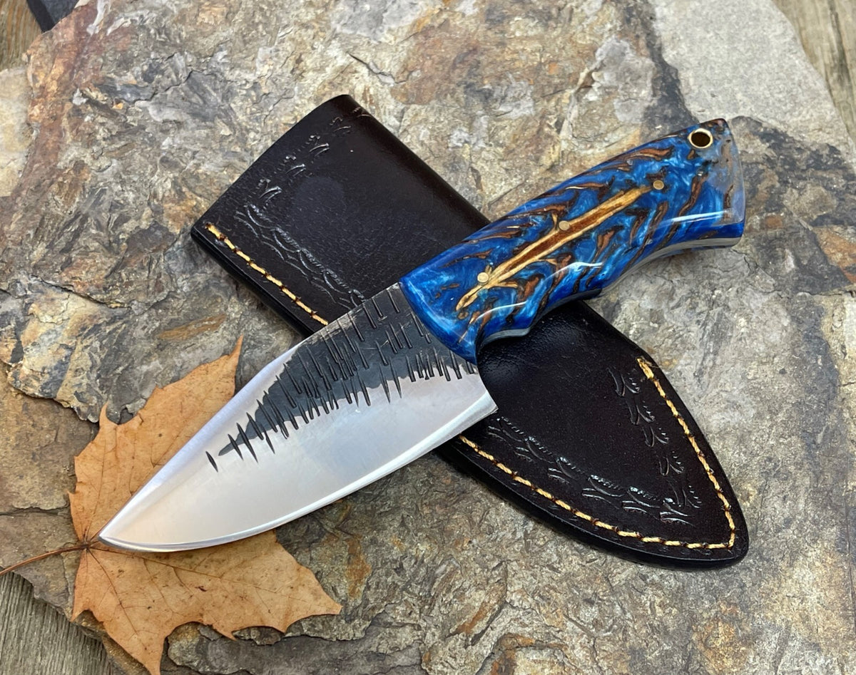 Handmade Damascus Folding Knife with Multiple Color Variants