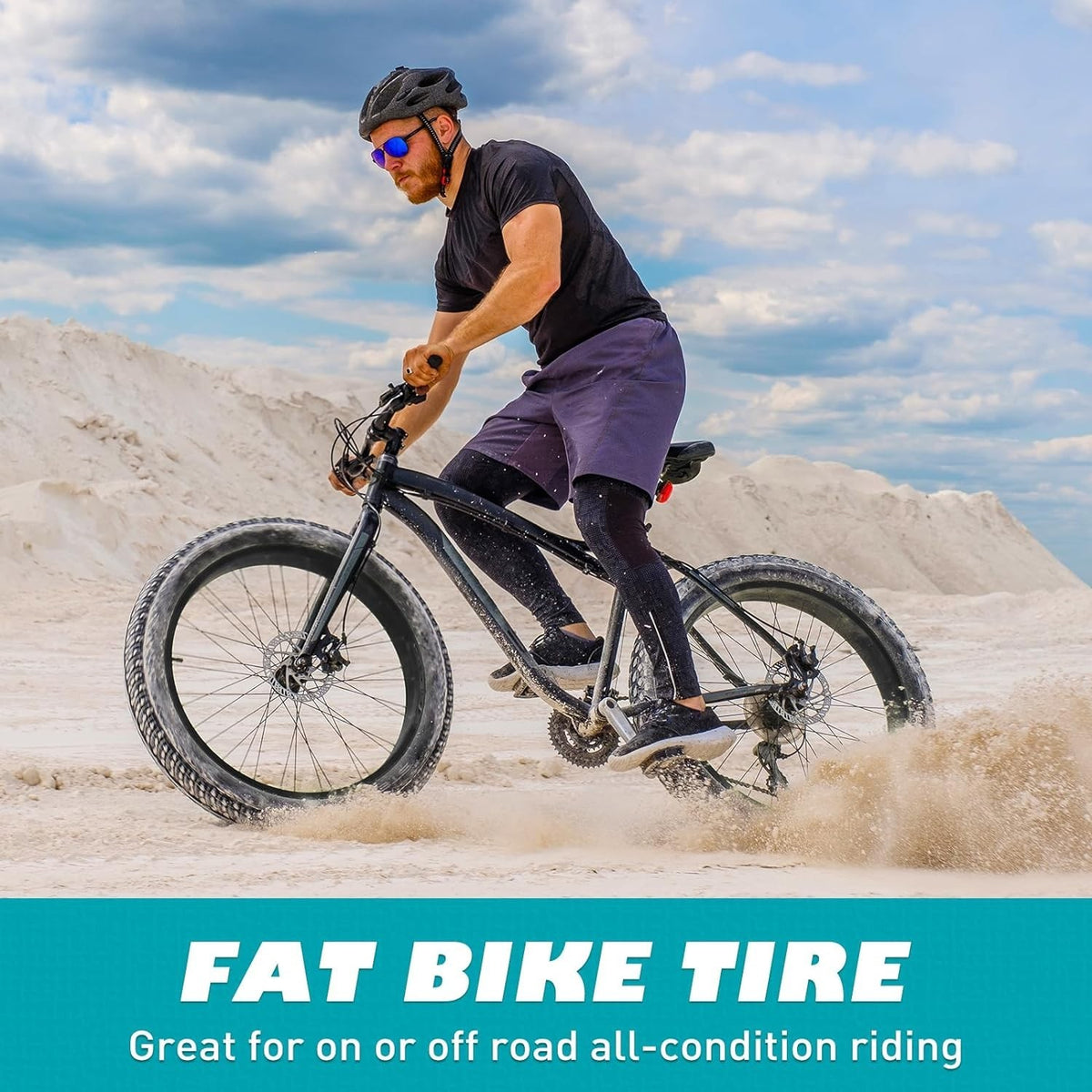 26x3 Fat Bike Tires with 2 Inner Tubes - Durable Off-Road Electric Bike Tires