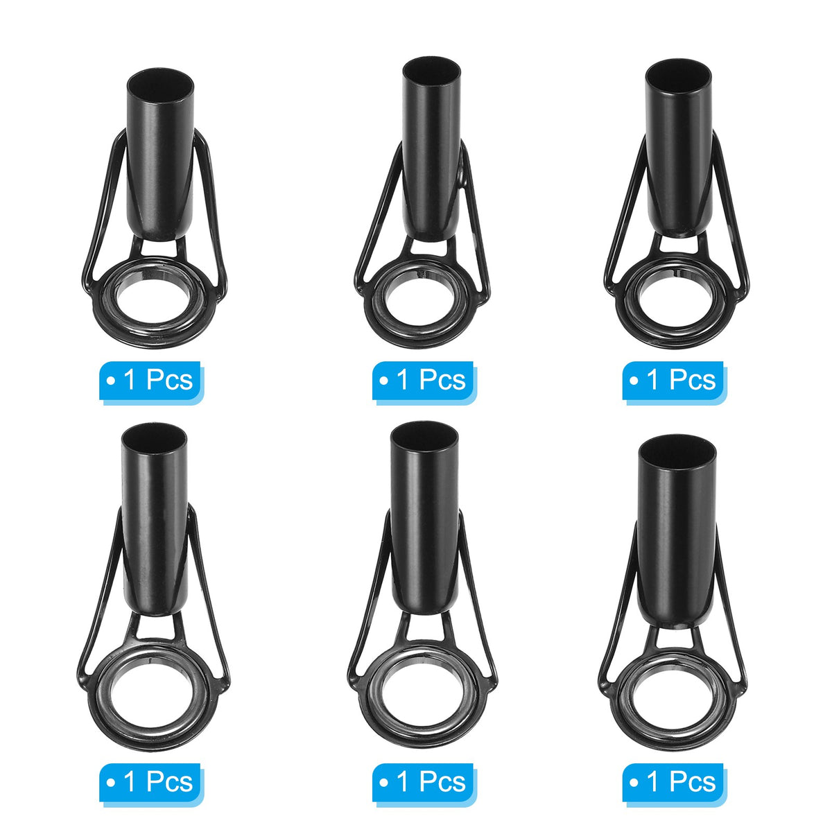 Fishing Rod Tip Repair Kit Stainless Steel Ring Guides - 6pcs Black