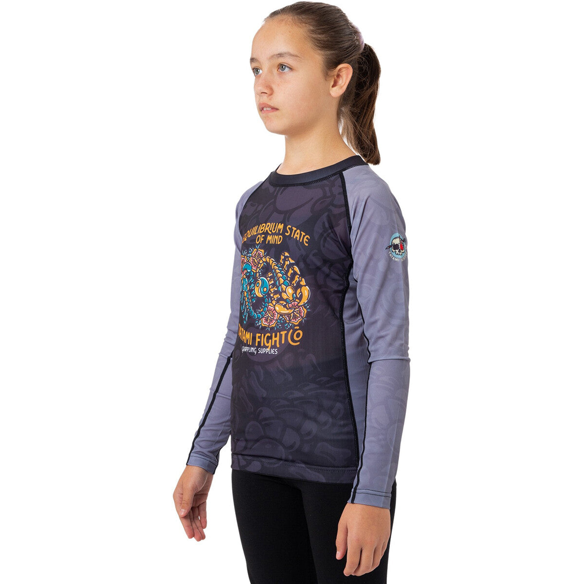 Kids Recycled Long Sleeve Rashguard for Jiu-Jitsu - Gray