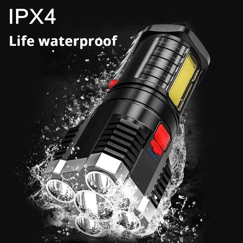 Rechargeable LED Torch Flashlight for Camping and Outdoor Use - High Brightness Tactical Light