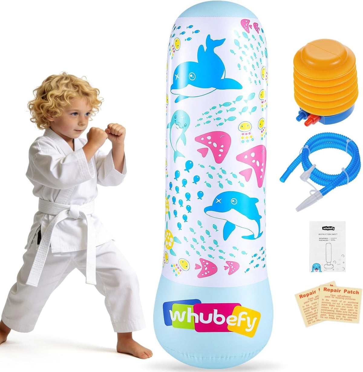 49 Inch Punching Bag with Bounce-Back Action for Kids Indoor & Outdoor Play