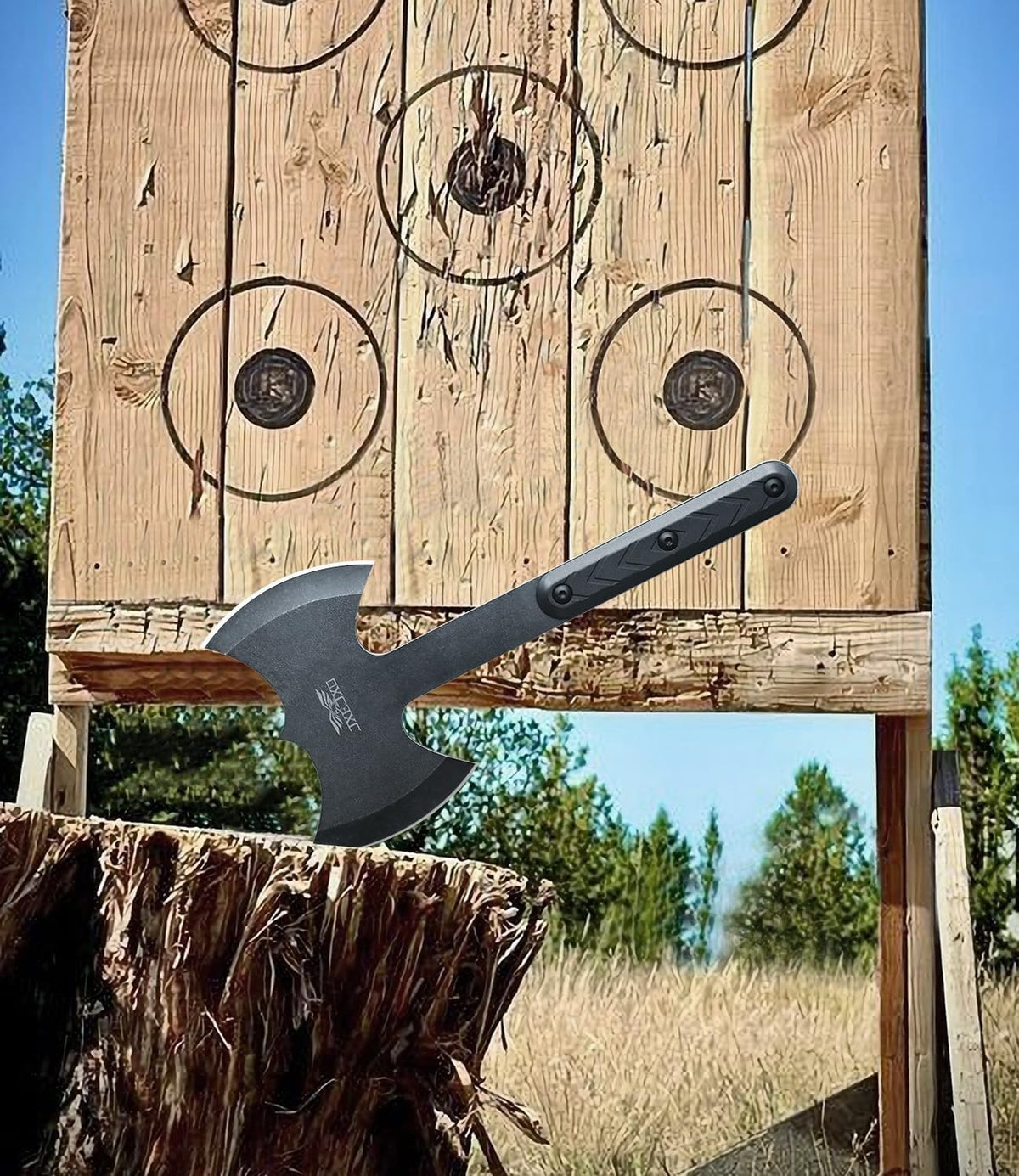Throwing Axes and Tomahawks Set - Double Bite, 11-Inch Stainless Steel, with Sheaths