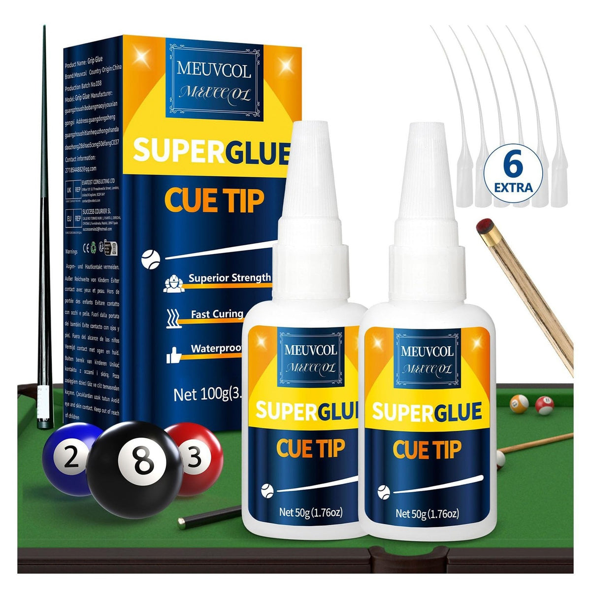 Pool Cue Tip Glue 100g Ultra-Strong Waterproof Clear - Meuvcol