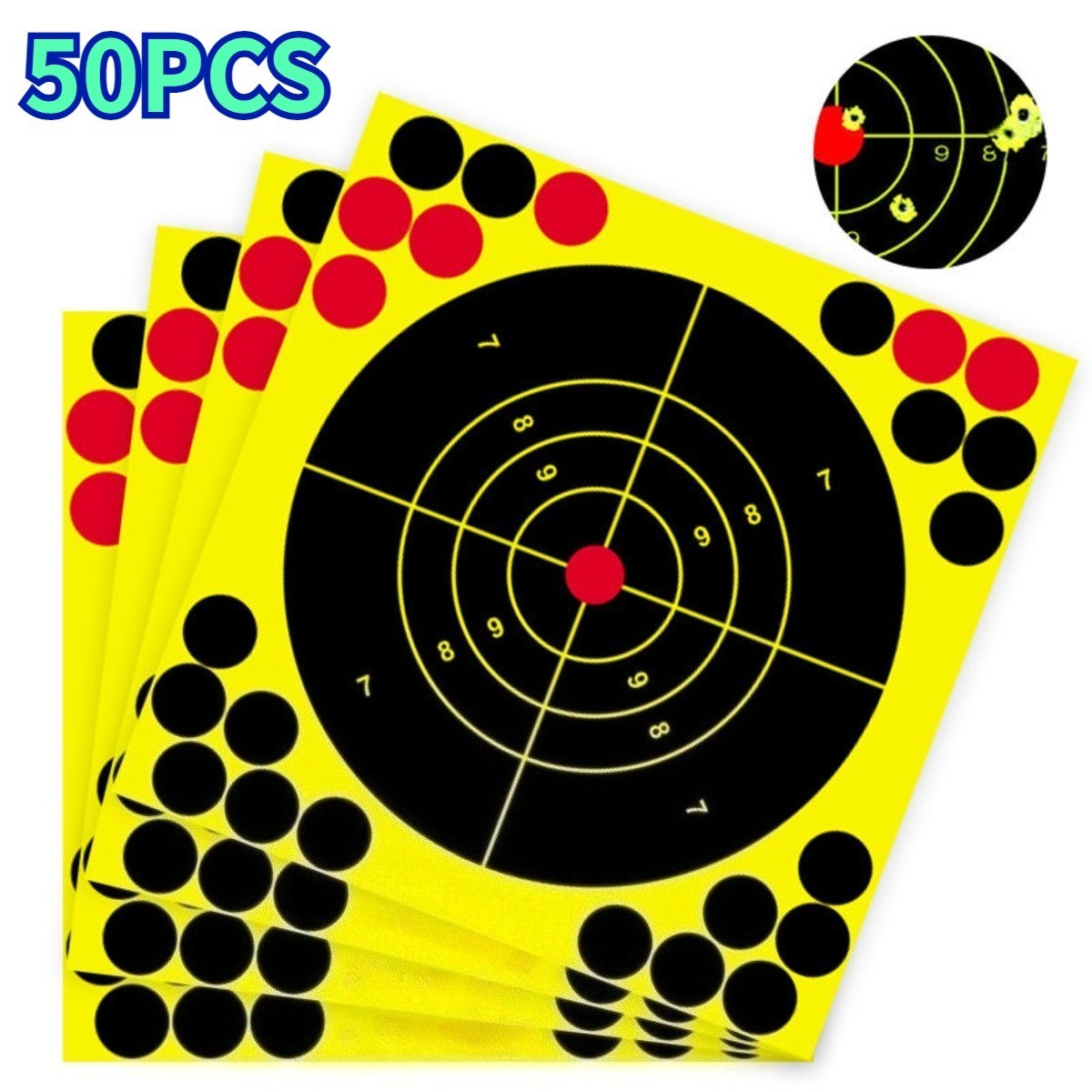 Reactive Shooting Targets Paper for Rifle and Gun Practice, 50 or 100 Pack