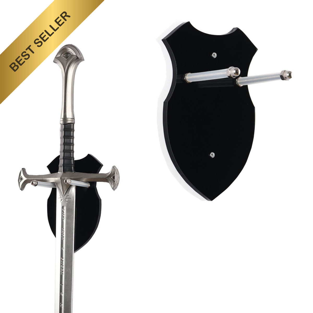 Black Acrylic Sword Wall Mount Holder - Vertical Katana Display Stand Set