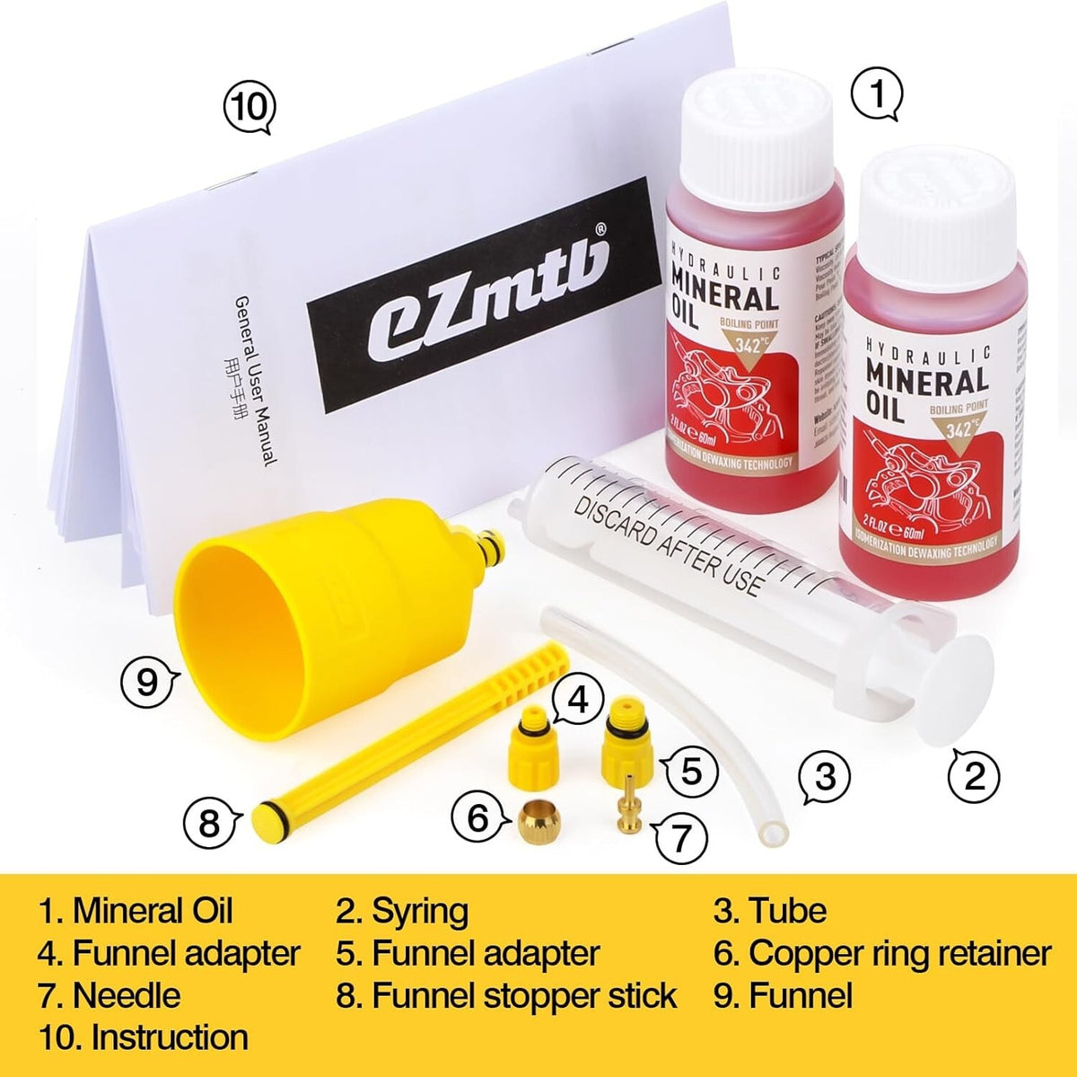 Hydraulic Brake Bleed Kit with Mineral Oil for Shimano Bikes - 120ml