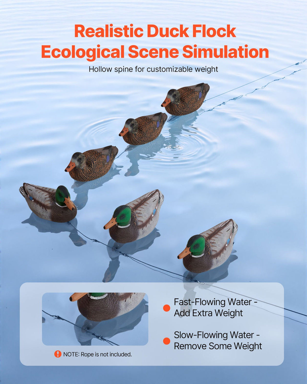 Outdoor Duck Decoy Set - Realistic Floating Hunting Decoys 6-Pack