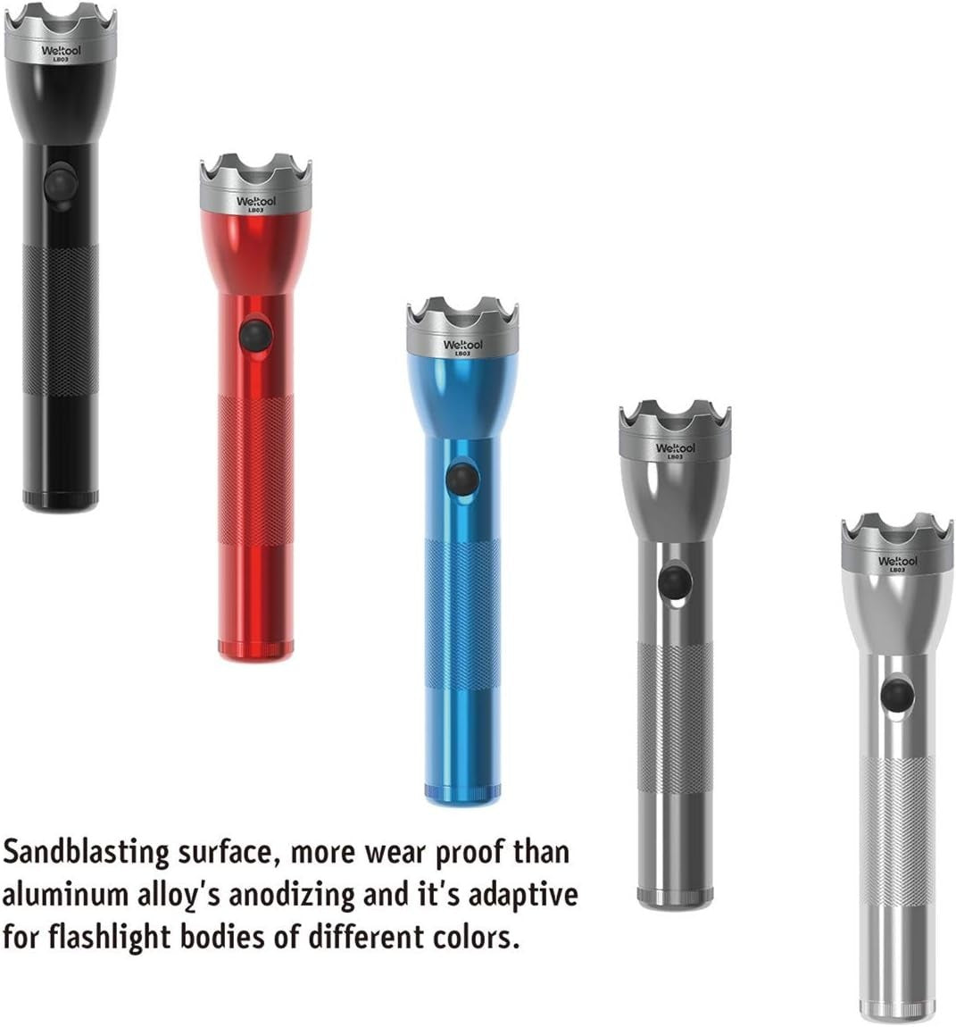 304 Stainless Steel Maglite C/D Cell Flashlight Bezel with Glass Breaker