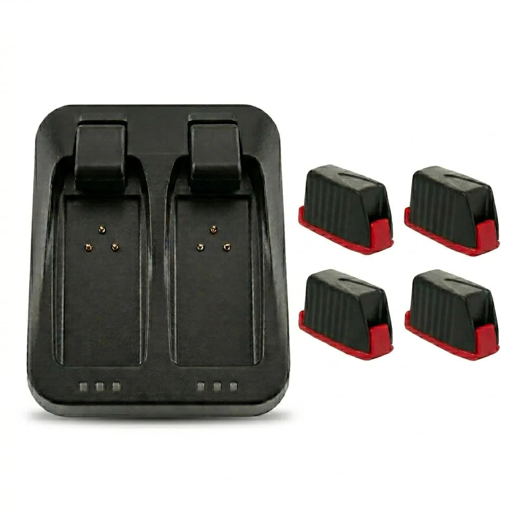 Dual Battery Charger with 4 Red Batteries for SRAM AXS eTap Eagle Reverb