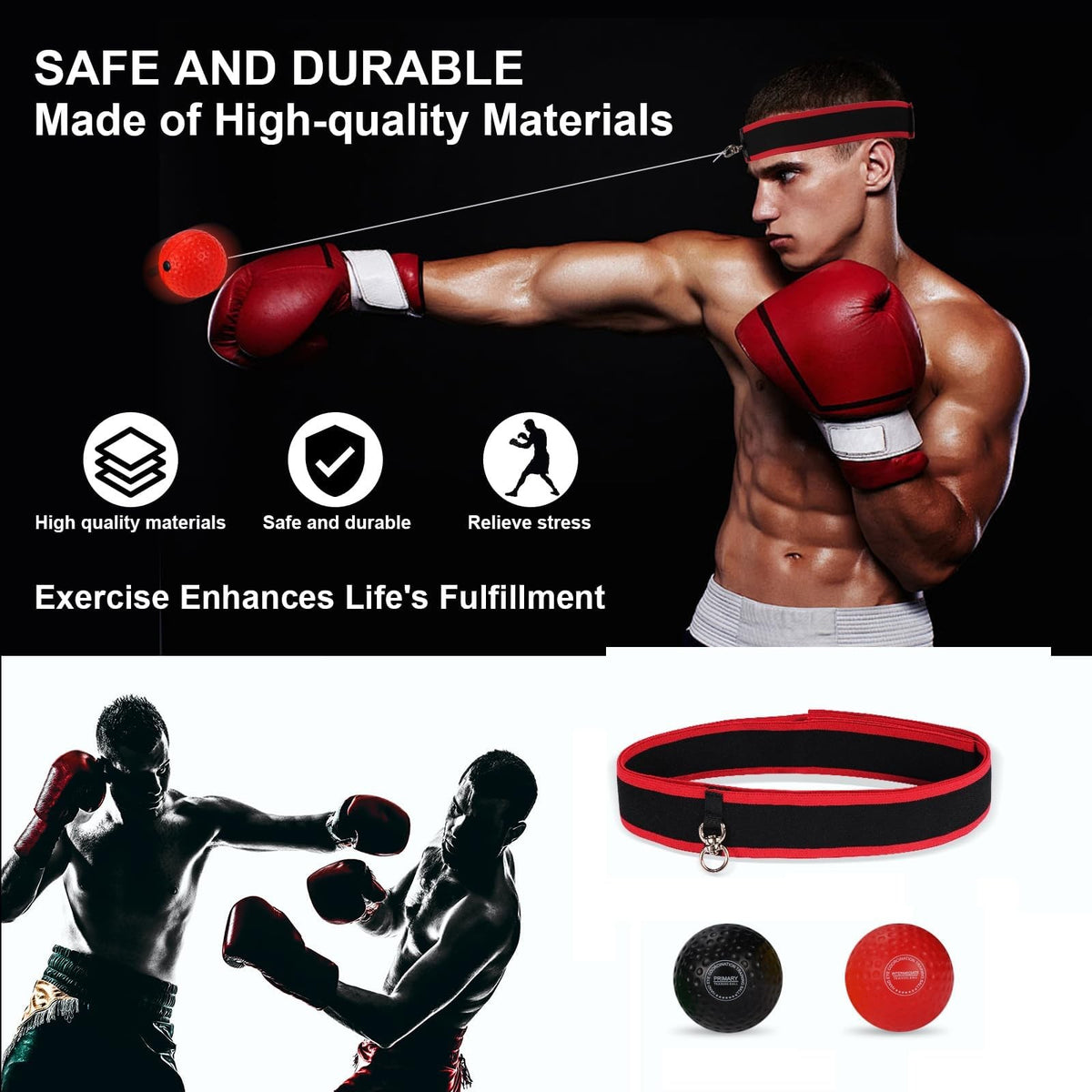 Boxing Reflex Ball Set for Training - 2 Soft & Bouncy Balls for Reaction & Speed