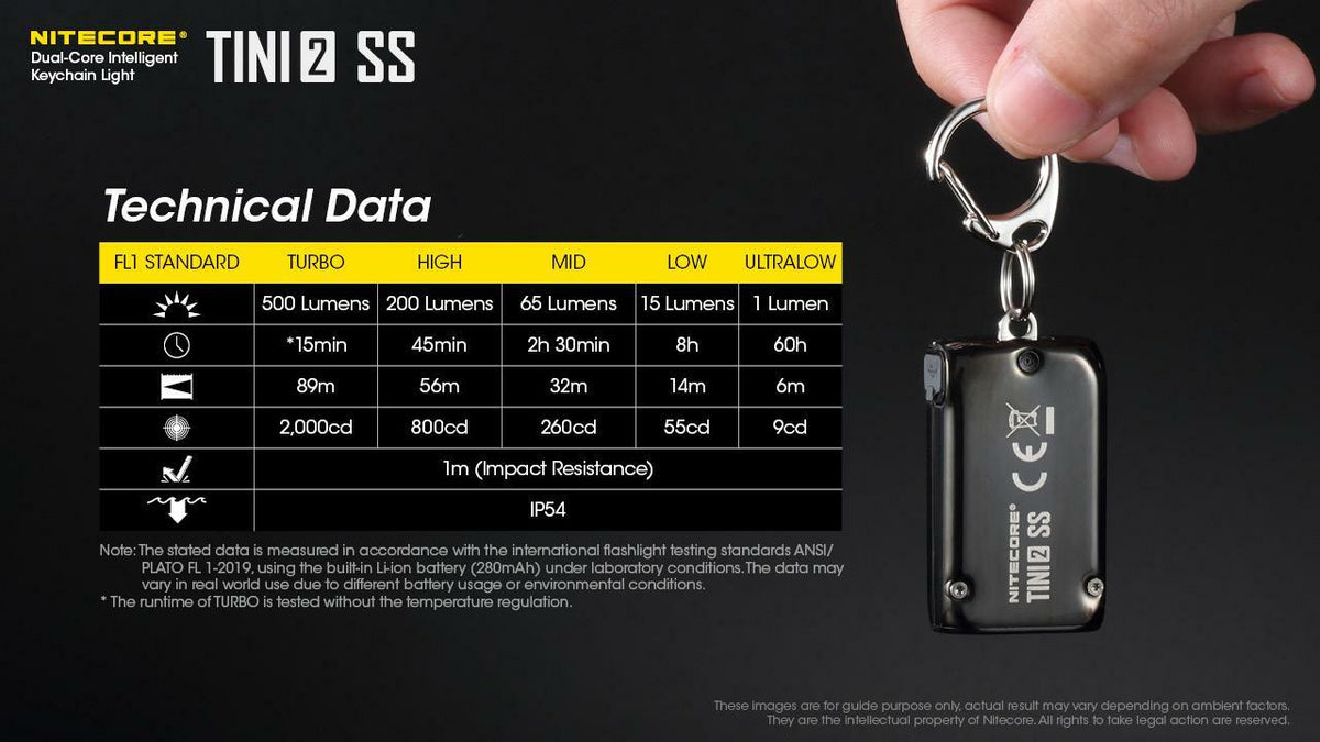 LED Keychain Light 500 Lumens Stainless Steel Rechargeable USB-C
