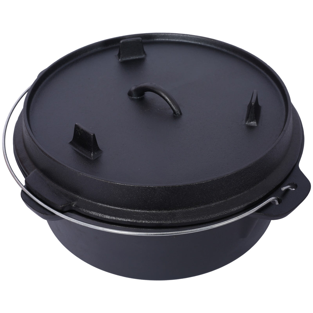 12Qt Cast Iron Dutch Oven with Skillet Lid & Legs for Camping BBQ