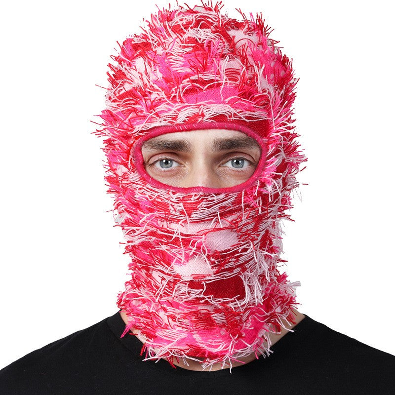 Distressed Knitted Full Face Ski Mask - Windproof Winter Hat for Men Women