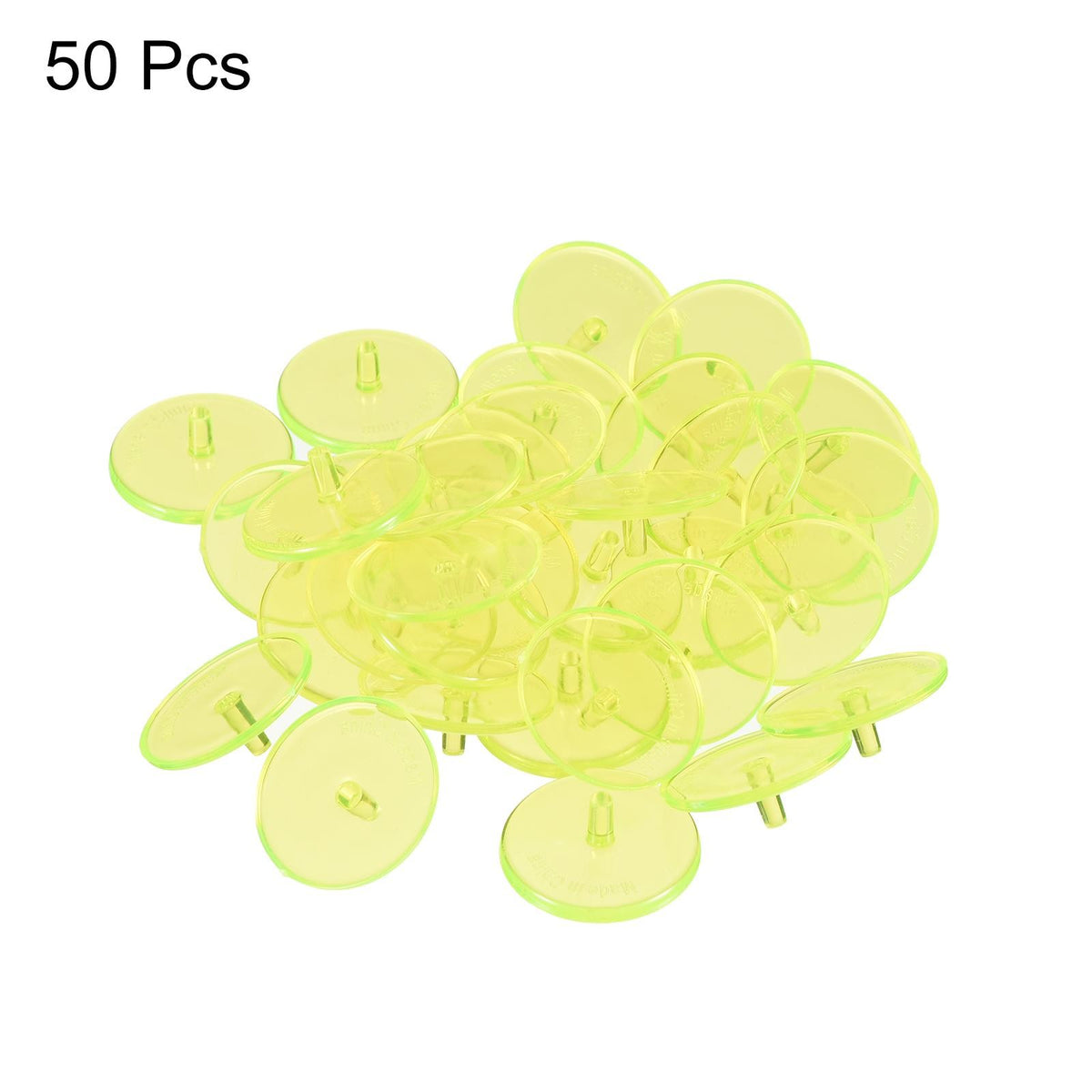 50Pcs 24mm Transparent Plastic Golf Ball Markers Flat Position Yellow - Impact Resistant & High Visibility