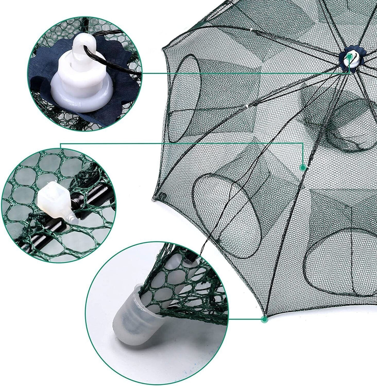 Foldable Fishing Bait Trap Crab Net Crawdad Shrimp Cage with Six Entrances