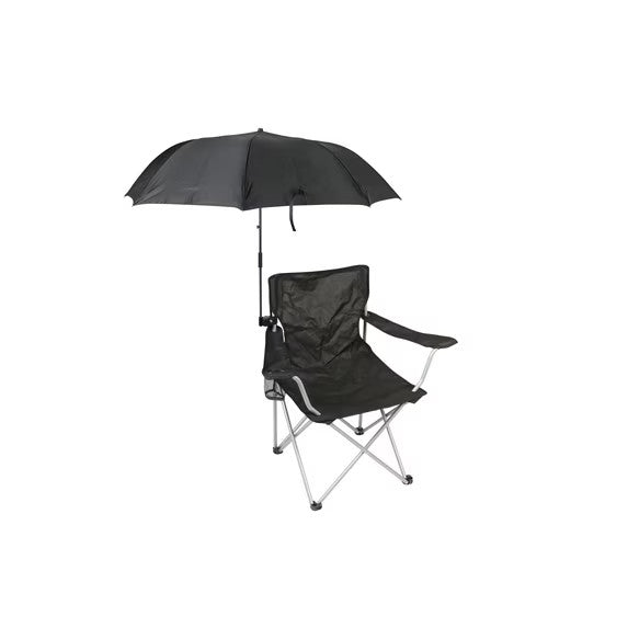 Outdoor Chair Umbrella with Clamp - Large 42x42 Inches, Black