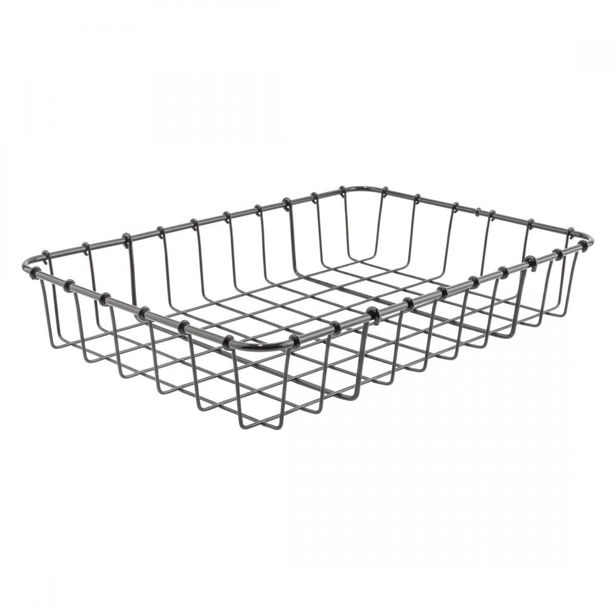 Black Steel Bike Basket 14x9x3 Inches No Hardware Half-Height Curl Design