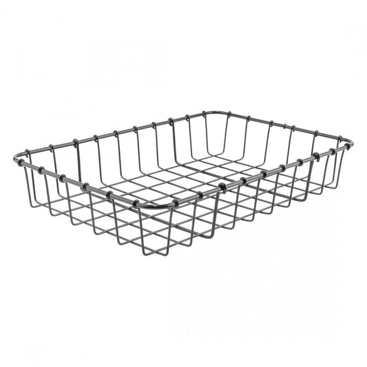 Black Steel Bike Basket 14x9x3 Inches No Hardware Half-Height Curl Design