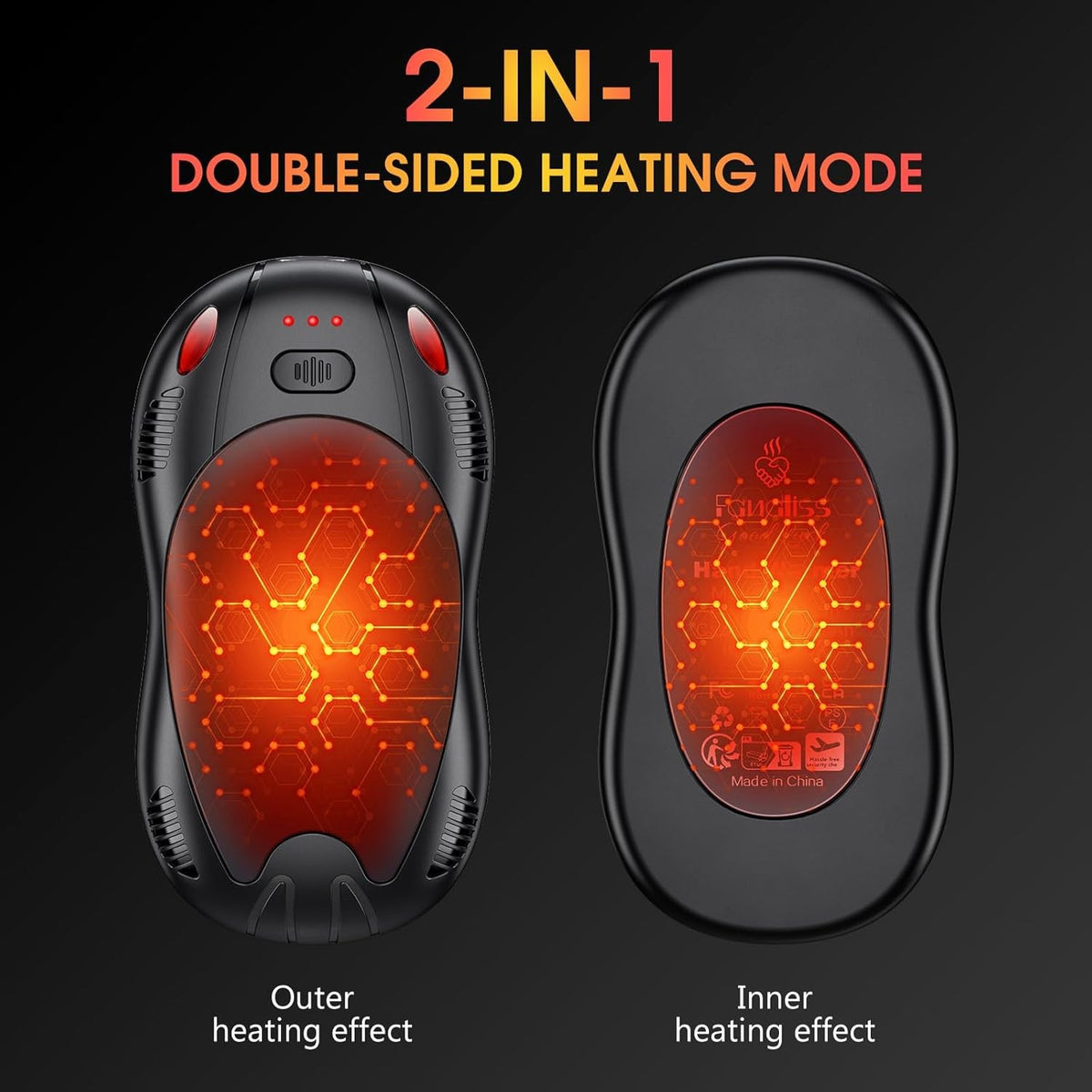 Rechargeable Hand Warmers 10000mAh Dual-Sided Portable Winter Gift Pack