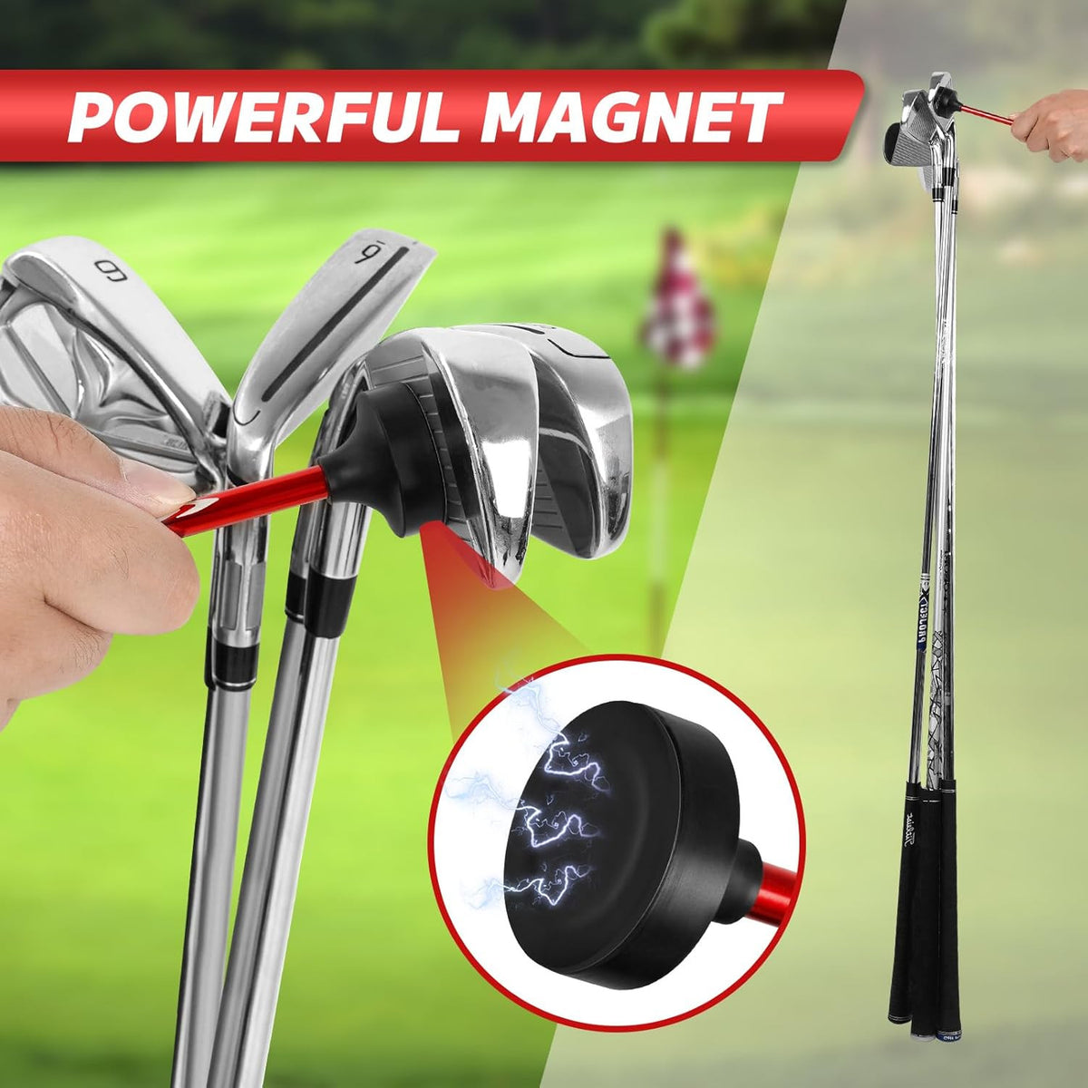 Golf Alignment Magnet Tool for Aiming and Swing Practice - Red, 10 Inch