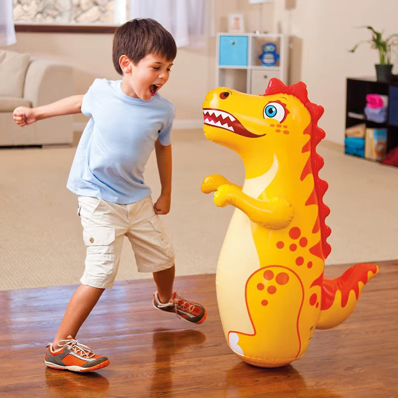 Inflatable Kids and Adults Boxing Tumbler with Dinosaur Design, Standing Punching Bag
