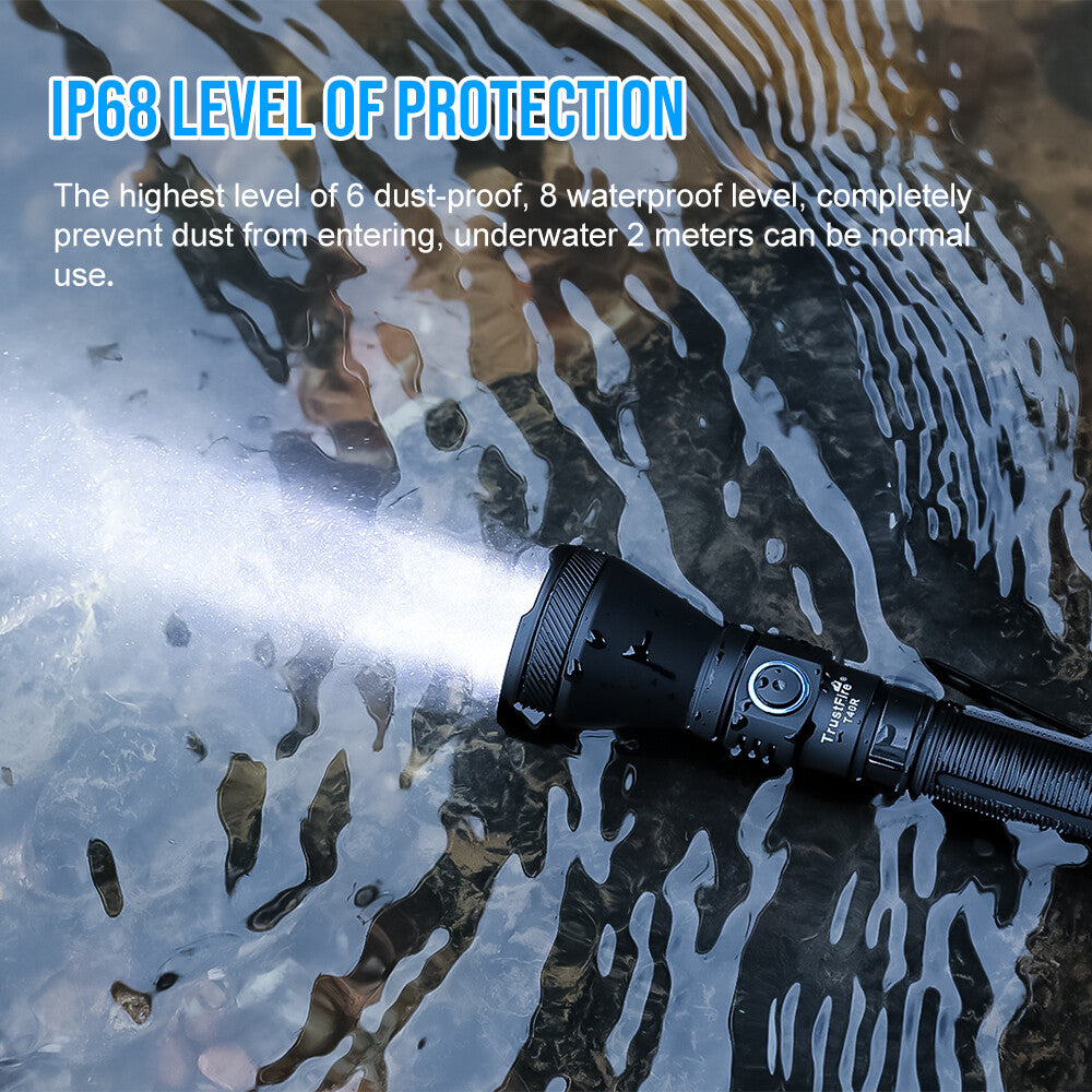 Trustfire T40R 1800 Lumens Rechargeable Tactical Flashlight with 550m Range