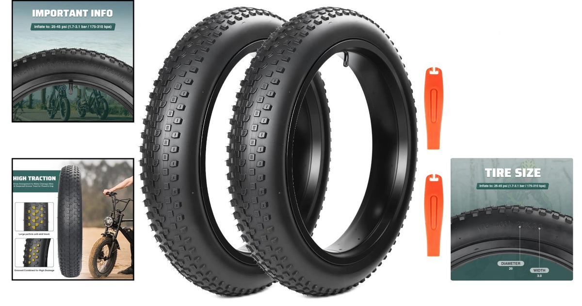 20x3.0 Inch E-Bike Tire - Anti-Puncture Fatbike Tire for Mountain & City Bikes