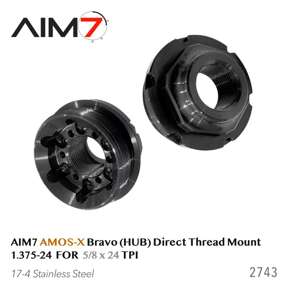 Aim7 AMOS Threaded Mount Adapter 1.375x24 to 5/8x24 Steel for Rifles