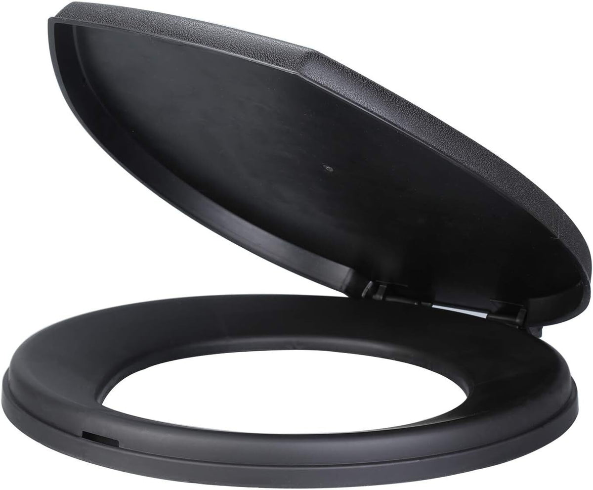 Portable Camping Toilet Seat for 5-Gallon Buckets with Lid - Snap-On Design, Black