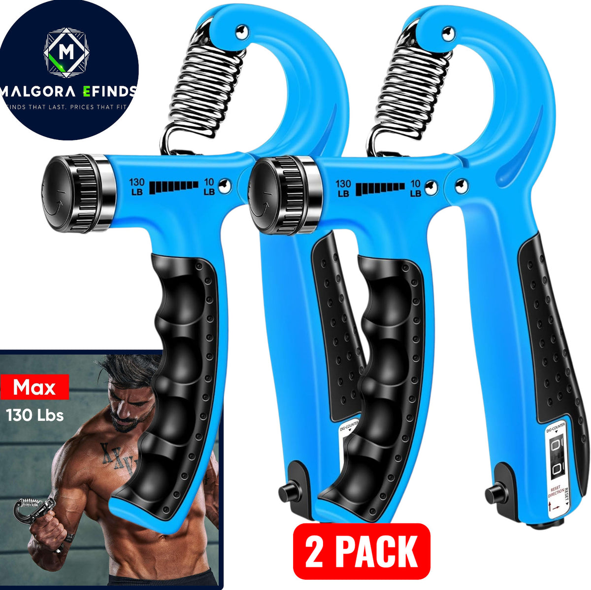 Adjustable Hand Grip Strength Trainer Set - 2 Pack for Forearm & Hand Exercise