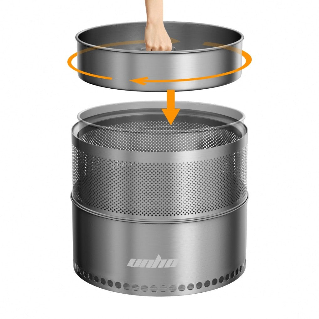 Large Smokeless Stainless Steel Fire Pit for Outdoor Wood Burning - Portable, 4-6 People