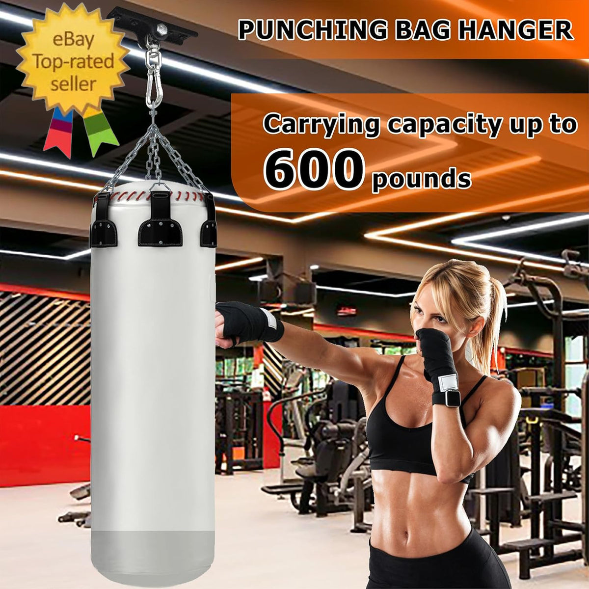 Heavy Boxing Bag Hanger for Wall & Ceiling - 360° Swivel Mount Bracket