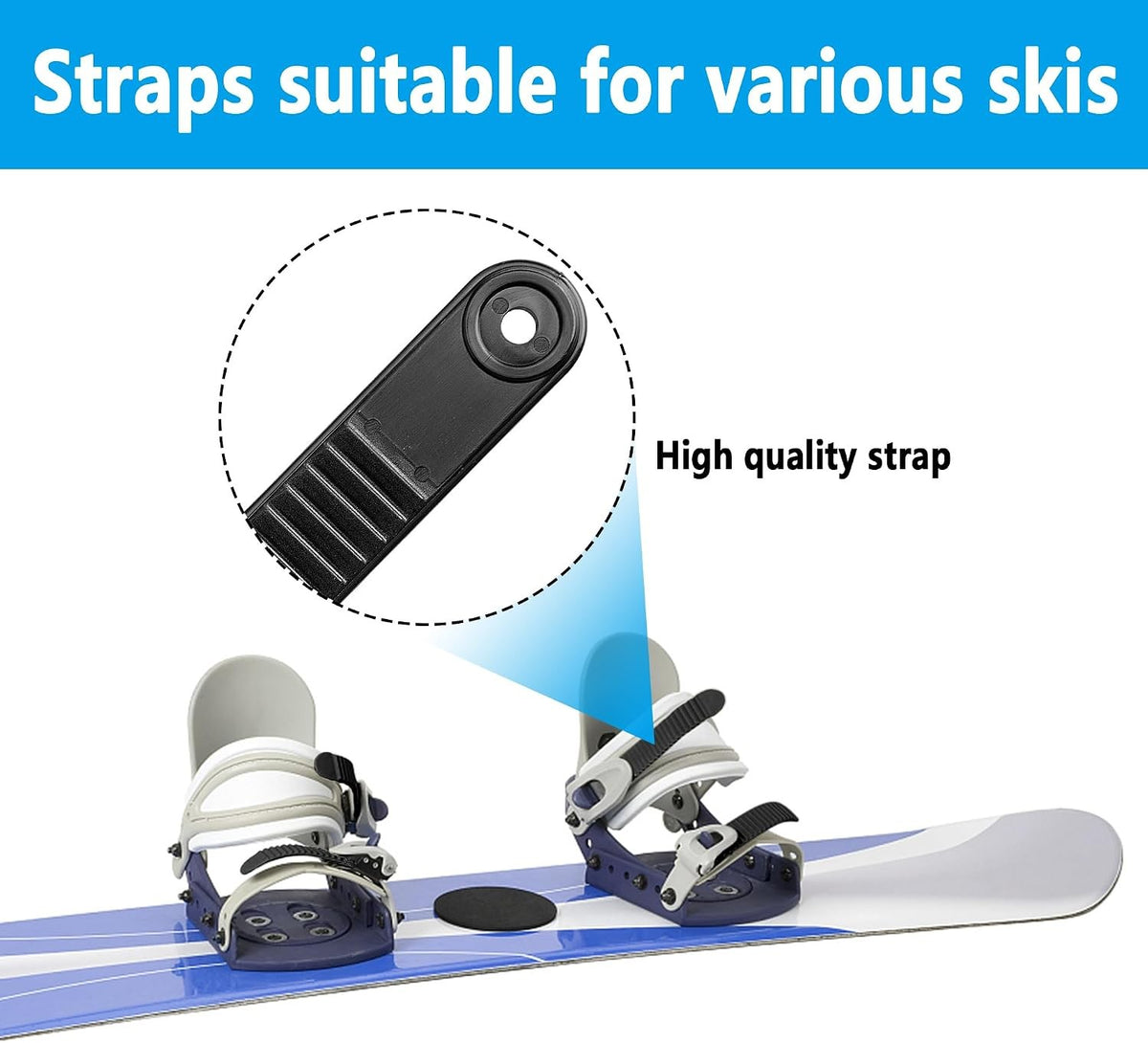 Snowboard Ski Ankle Ladder Strap Replacement 6 Pack Black Plastic 7.9"