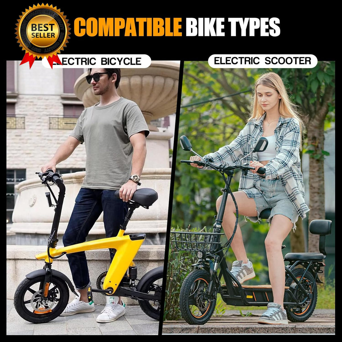 Heavy-Duty 14x2.125 Electric Bike Inner Tubes with Angled Schrader Valve - 2 Pack