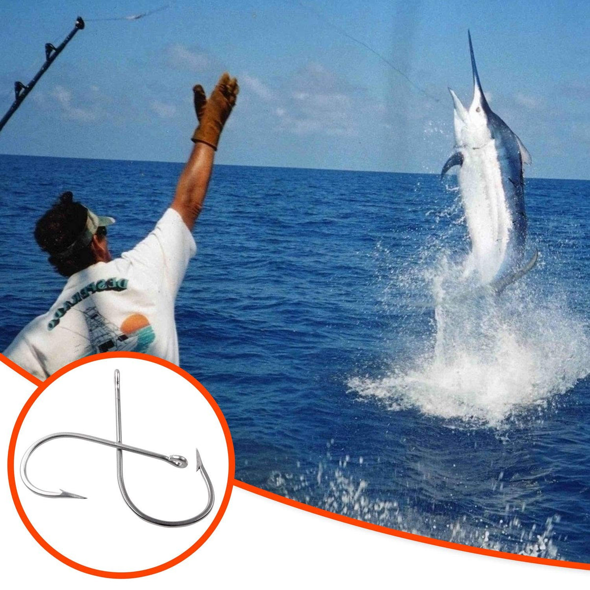 Big Game Stainless Steel Shark and Alligator Hooks - Saltwater Fishing Tackle Set