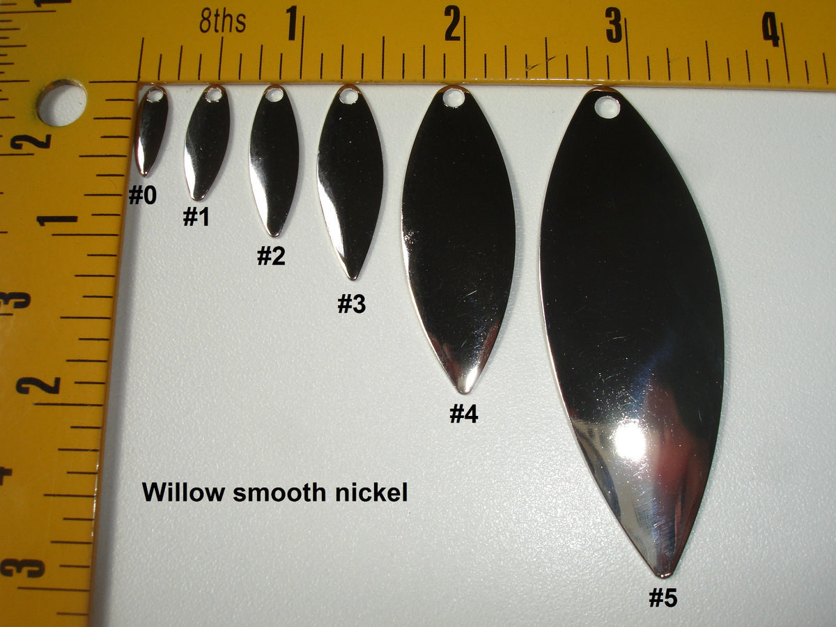 Willow Spinner Blades Assortment - Hammered or Smooth Nickel & Brass Sizes 0-5