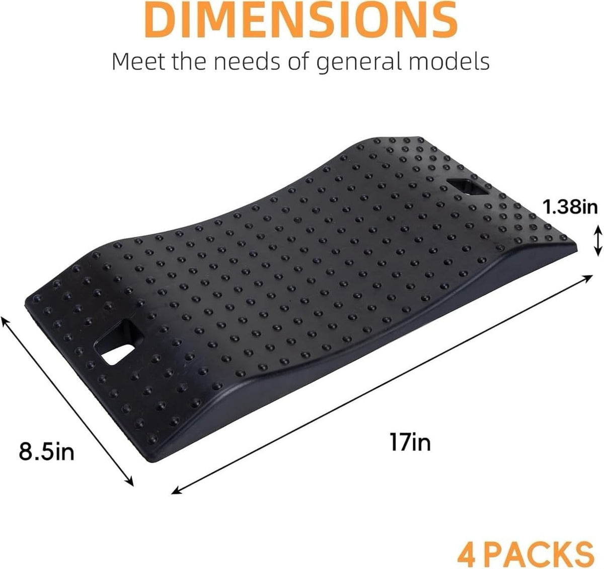 Car Tire Ramps Rubber Wheel Chocks Pack of 4 - Non-Slip Vehicle Support