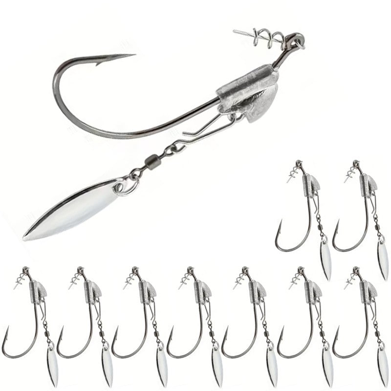 Underspin Jig Head Swimbait Hooks with Spinner Blade - Multiple Sizes