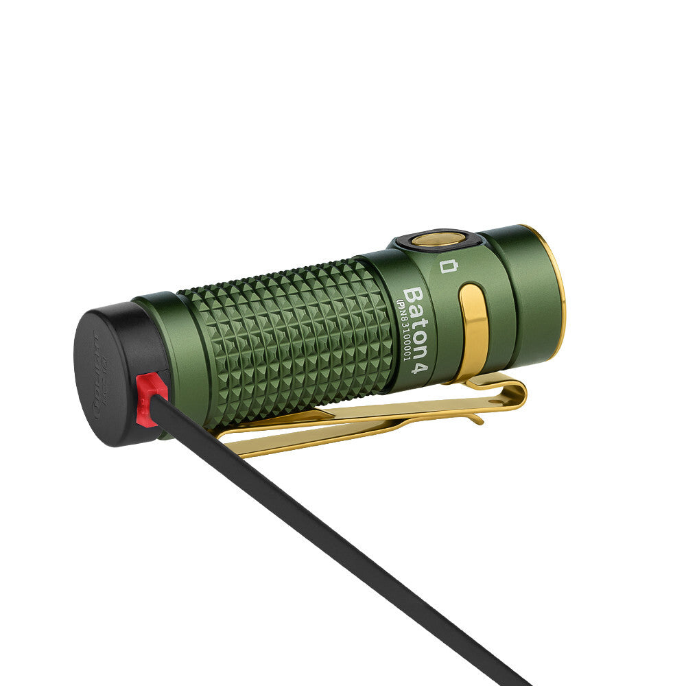 Rechargeable LED Flashlight with Charging Case - 1300 Lumens, OD Green