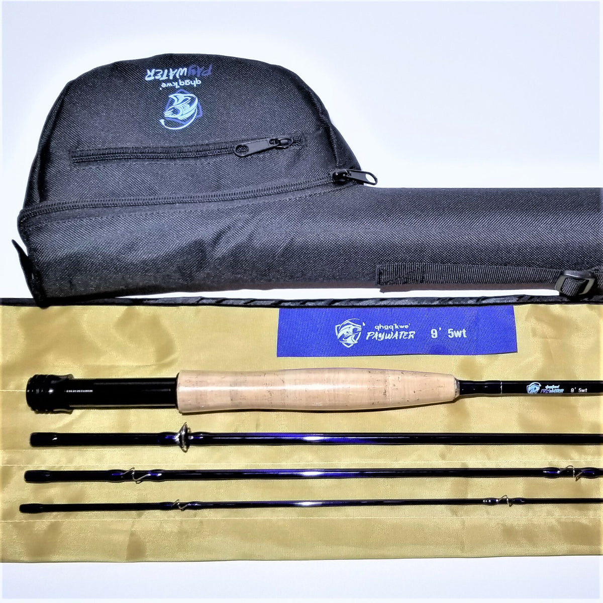 9ft Medium Action Fly Fishing Rod - 5wt IM6 Carbon, Snake Guides, 4-Piece with Case
