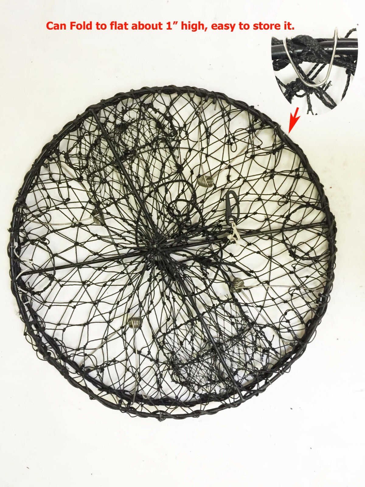 Foldable Crab Trap with Accessories Combo for Fishing - Collapsible 30x10 Inch