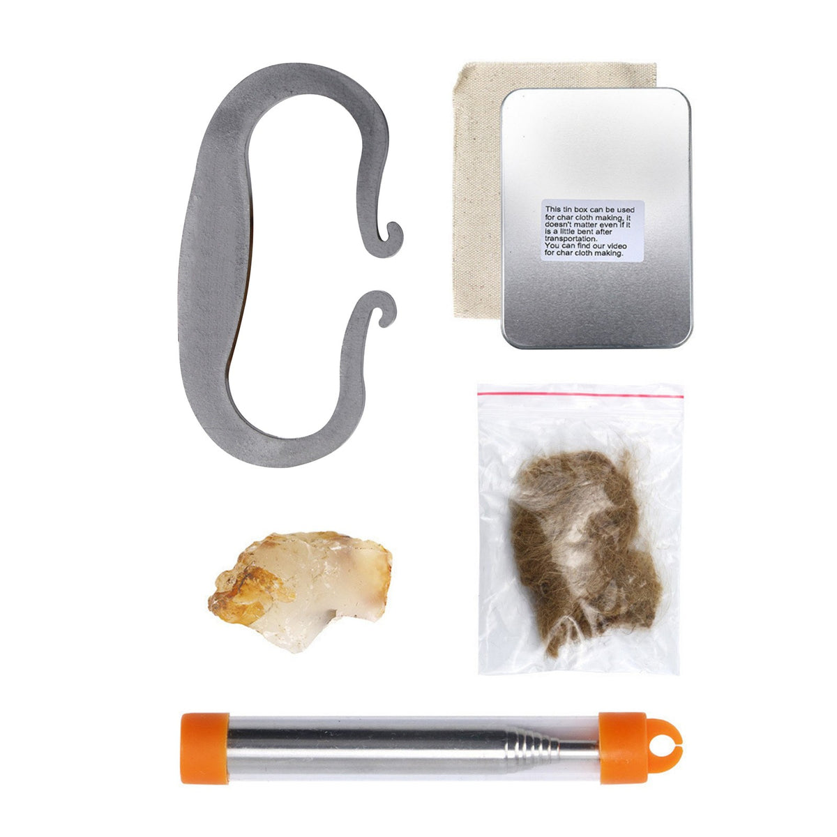 Outdoor Fire Starter Kit with Flint Stone & Carbon Steel Striker - 15,000 Sparks
